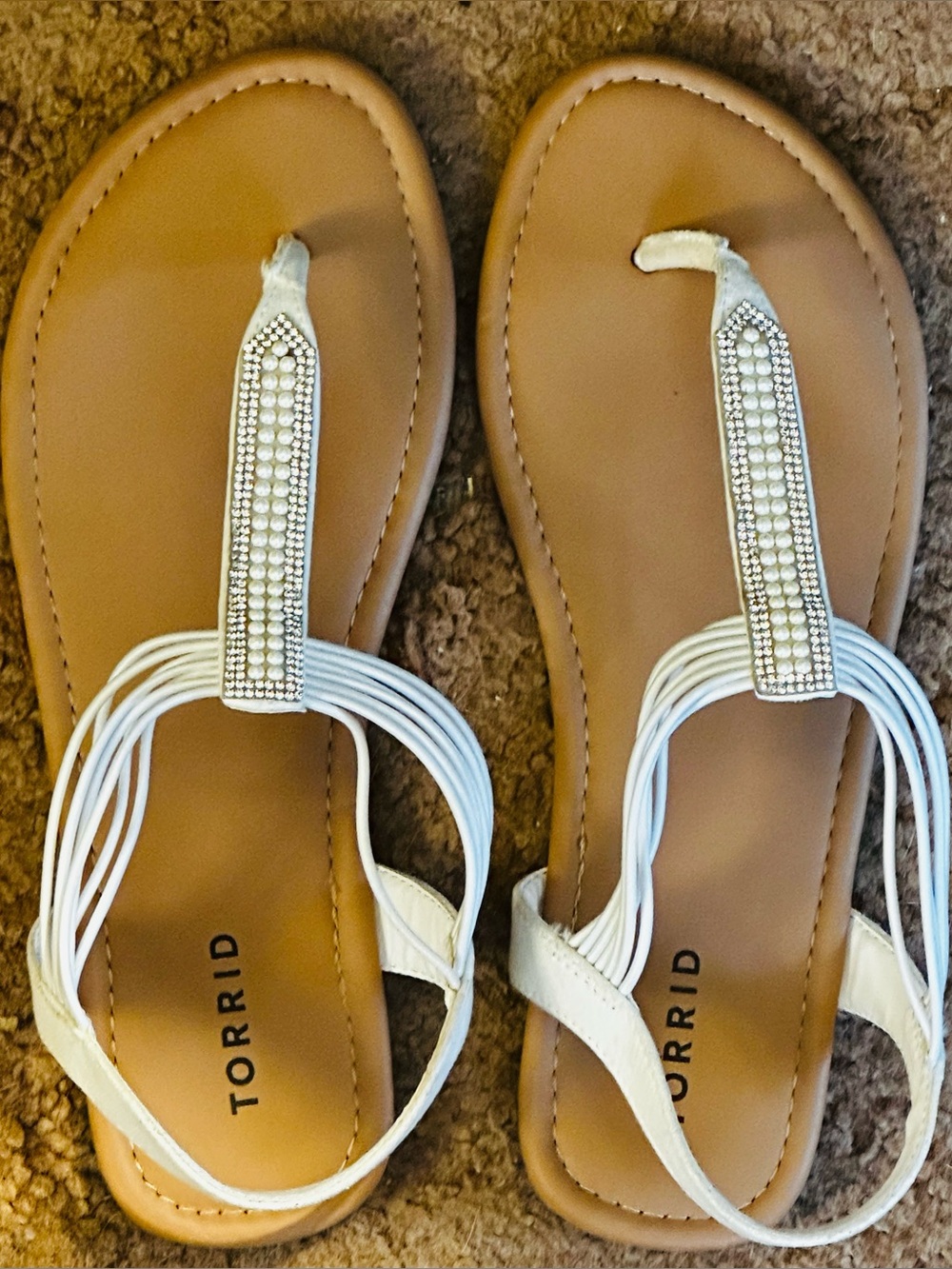 SOLD - White and Tan Torrid Sandals Size 11